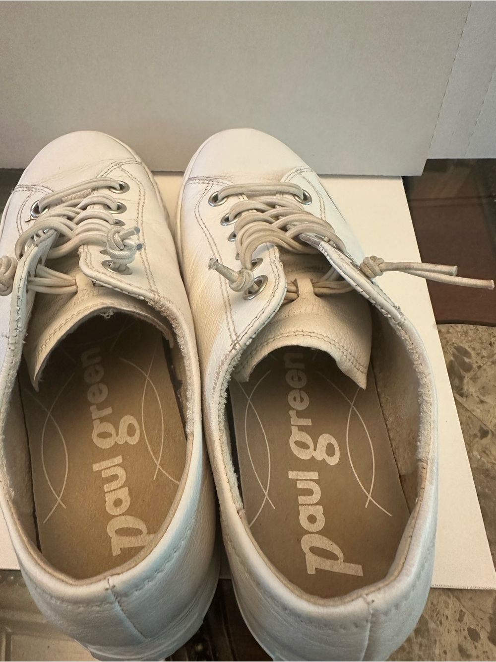 Pre-owned Paul Green Platform Sneaker Women White Leather Low-Top Sneakers Size - Picture 6 of 17